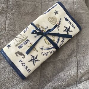 Brighton "THE SEASIDE CHIC" Nautical Jewelry Roll Travel Jewelry Roll Case Pouch